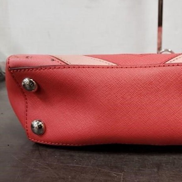 MICHAEL Michael Kors Cynthia North South Satchel Chevron Coral 2 way bag - Picture 5 of 8